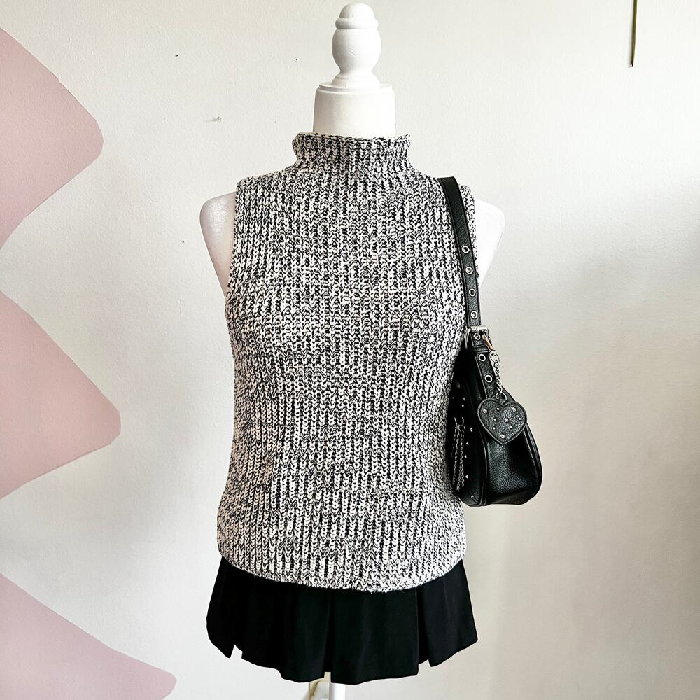 Blue Knit Sweater Tank, Minimalist, Preppy, Clean‎ Girl, Small, Vintage Inspired